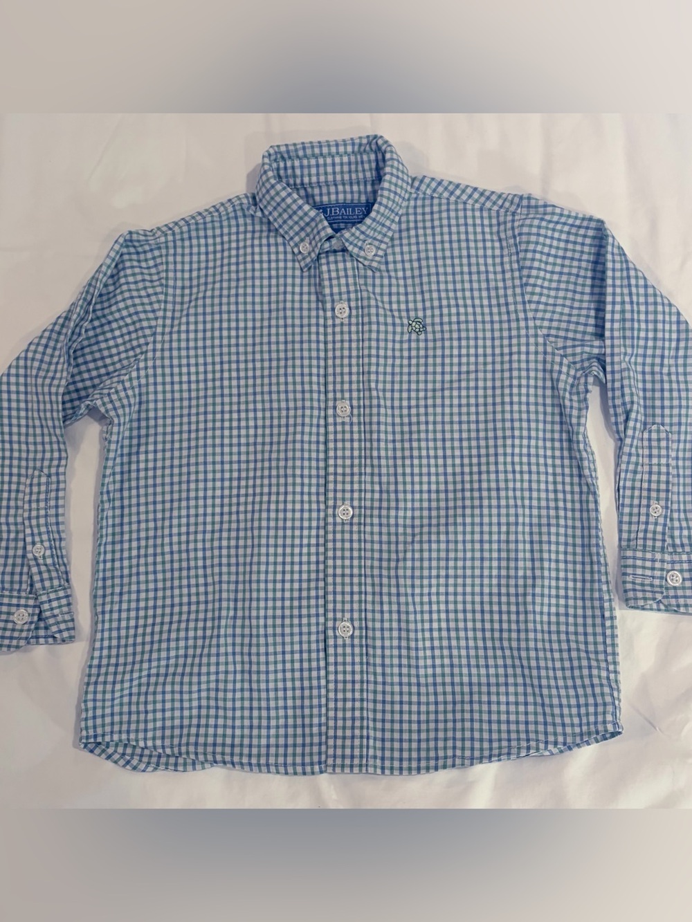 J Bailey Roscoe button down shirt blue/green plaid sz 4 EUC